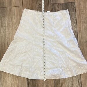 White, Eyelet, Women's, Skirt, midi, wedding, bridal, casual, church, basic